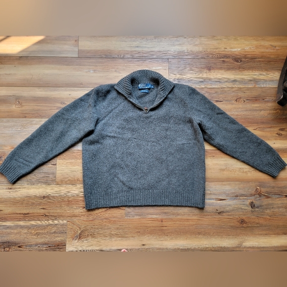 Polo Ralph Lauren Sweater Men Size XL Gray Lambs Wool Quarter Zip Knit - Picture 3 of 8